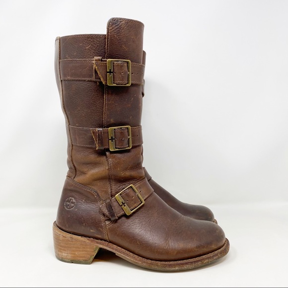 Dr Martens Jolie Biker Boot Waxed Brown 